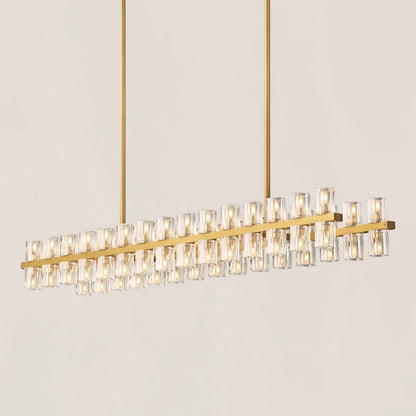 Contemporary Industrial K9 Crystal Rectangular Chandelier in Brass - Arcachon Style