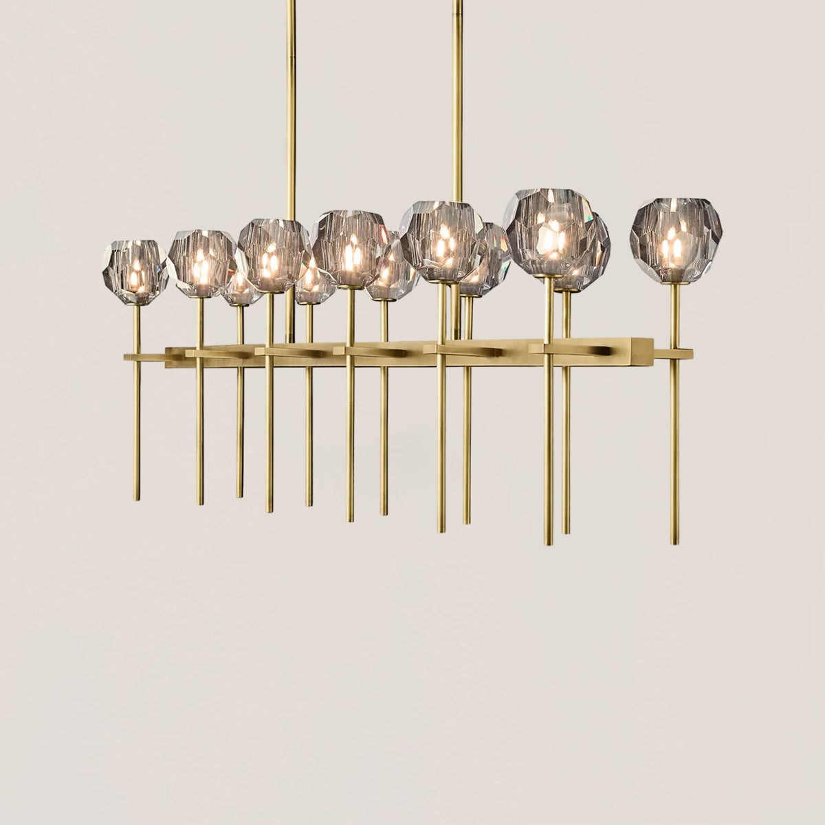 Boule De Crystal Smoke Double Linear Chandelier 60"