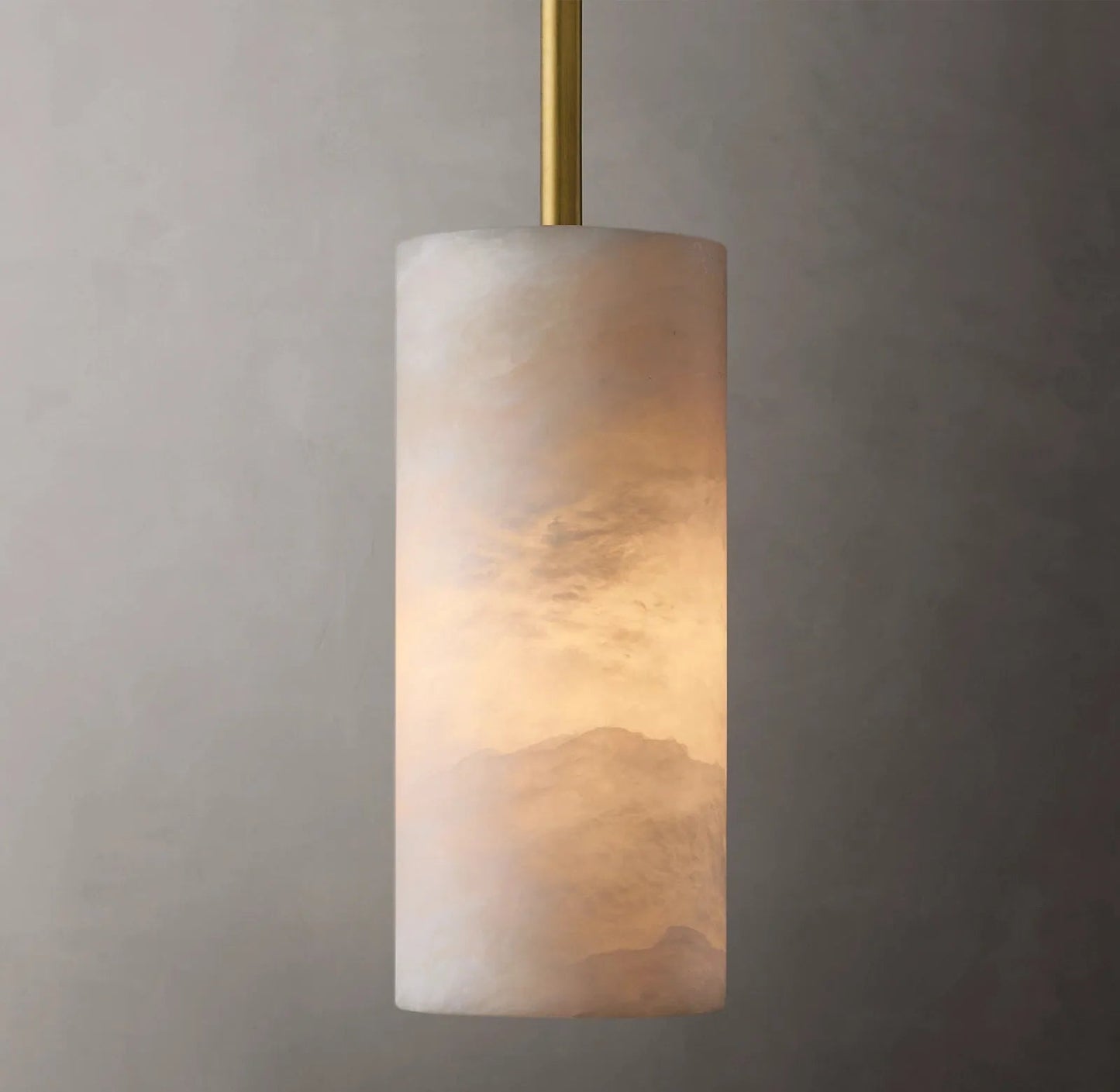 Hand-Carved Alabaster Cylinder Pendant
