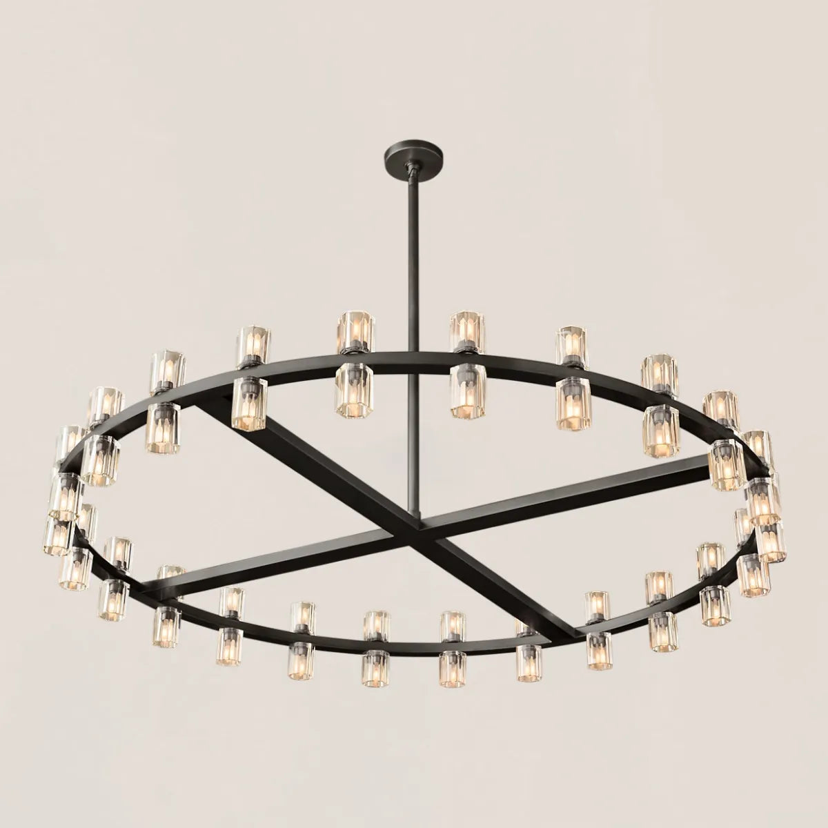Arcachon Contemporary Industrial Crystal Glass Round LED Chandelier