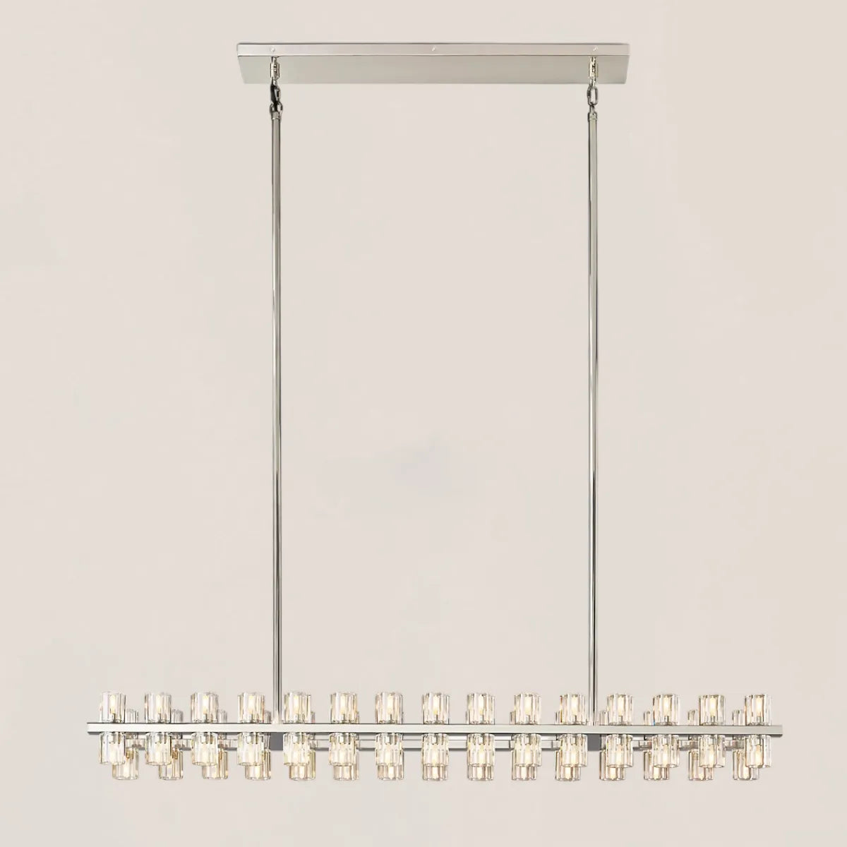 Contemporary Industrial K9 Crystal Rectangular Chandelier in Brass - Arcachon Style
