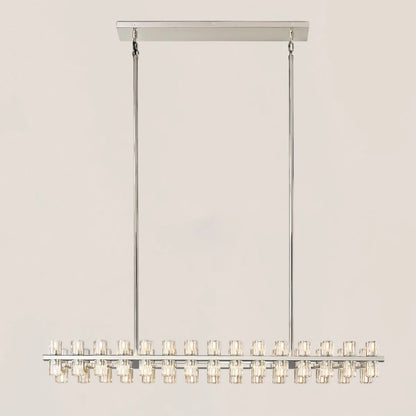 Contemporary Industrial K9 Crystal Rectangular Chandelier in Brass - Arcachon Style