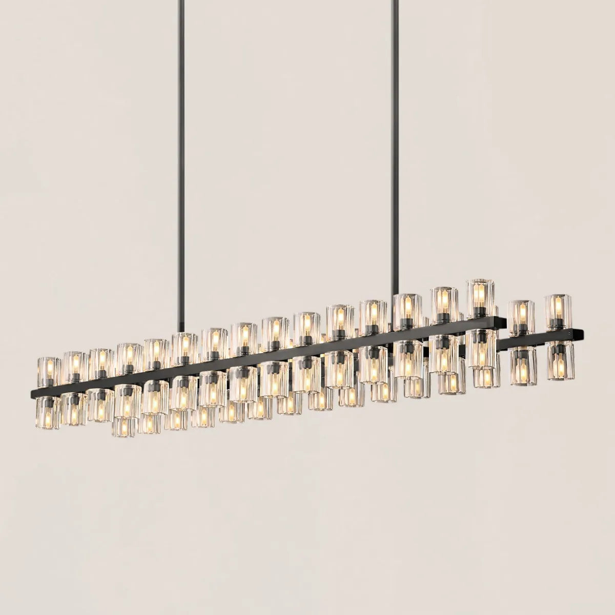Contemporary Industrial K9 Crystal Rectangular Chandelier in Brass - Arcachon Style
