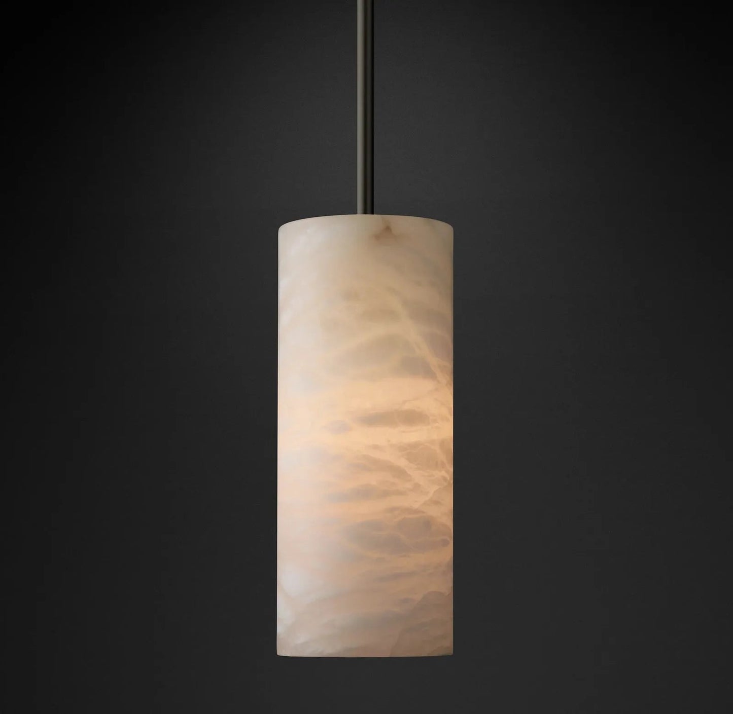 Hand-Carved Alabaster Cylinder Pendant