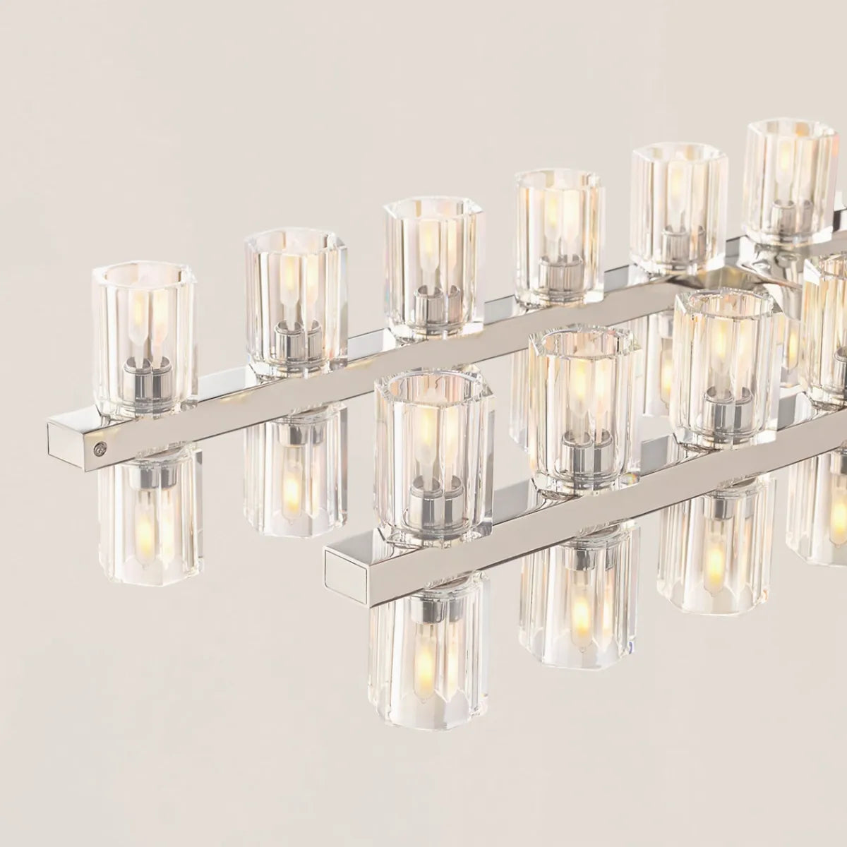 Contemporary Industrial K9 Crystal Rectangular Chandelier in Brass - Arcachon Style