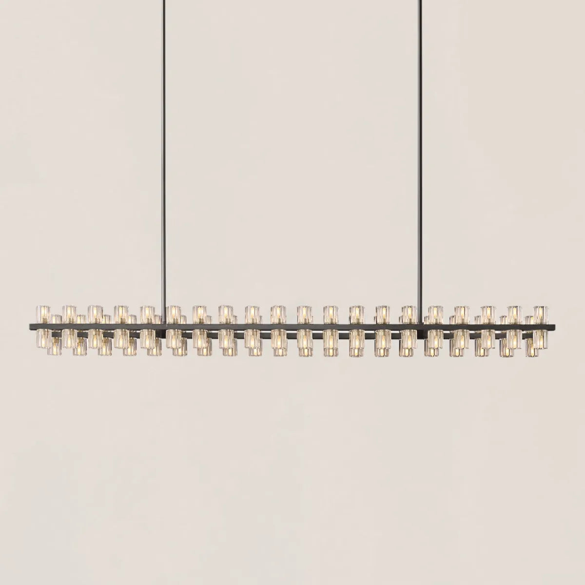 Contemporary Industrial K9 Crystal Rectangular Chandelier in Brass - Arcachon Style