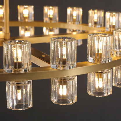 Arcachon Contemporary Industrial Crystal Glass Round LED Chandelier
