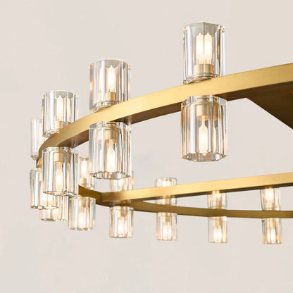 Arcachon Contemporary Industrial Crystal Glass Round LED Chandelier