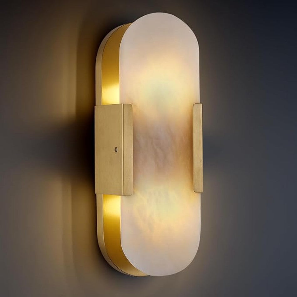 Alabaster Brass Wall Sconce