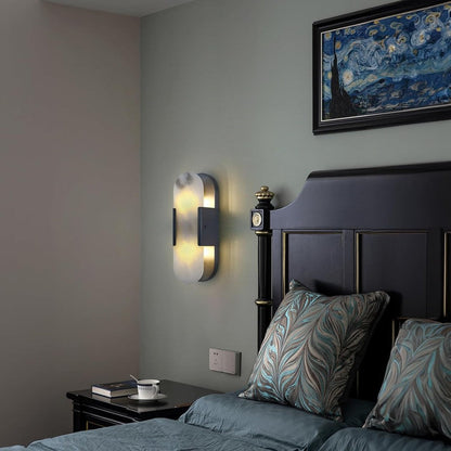 Alabaster Brass Wall Sconce