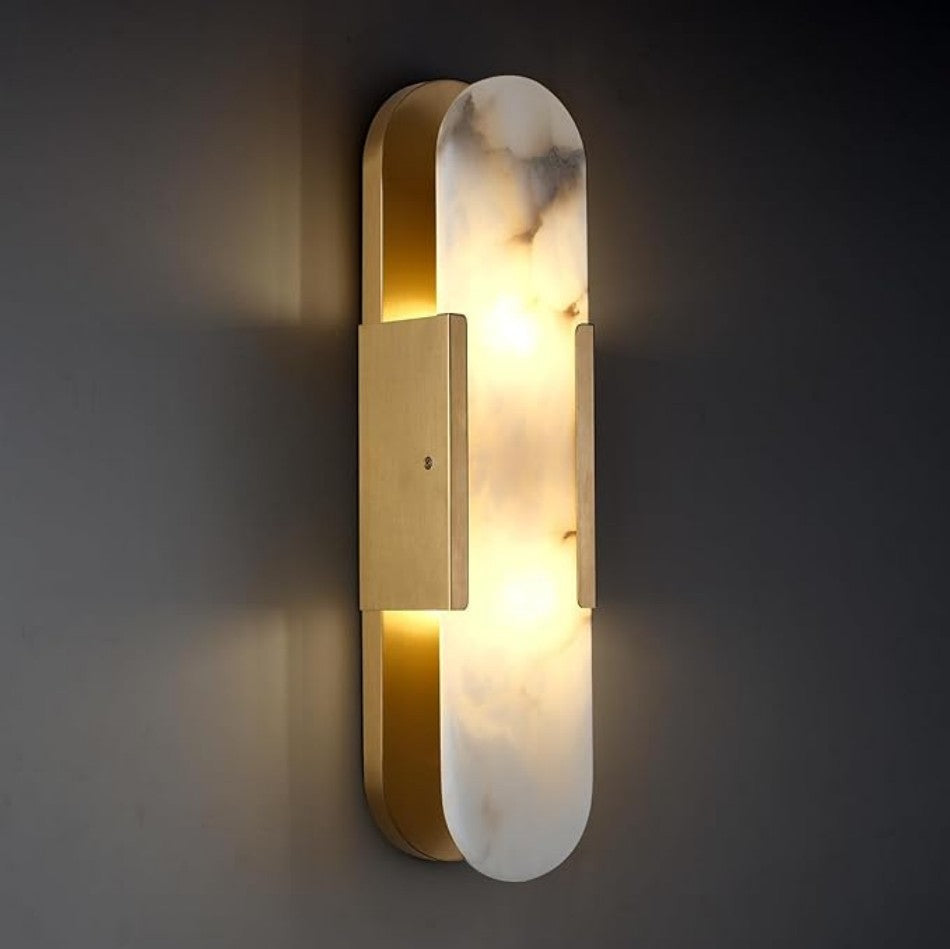 Alabaster Brass Wall Sconce