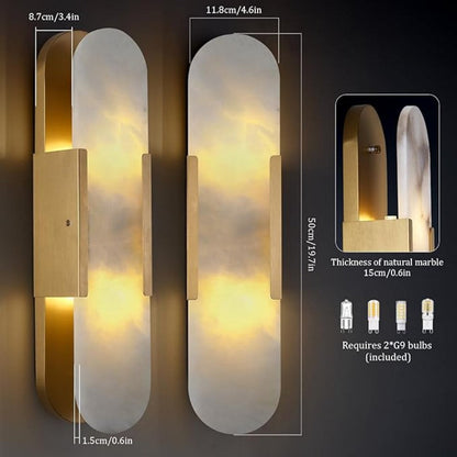 Alabaster Brass Wall Sconce