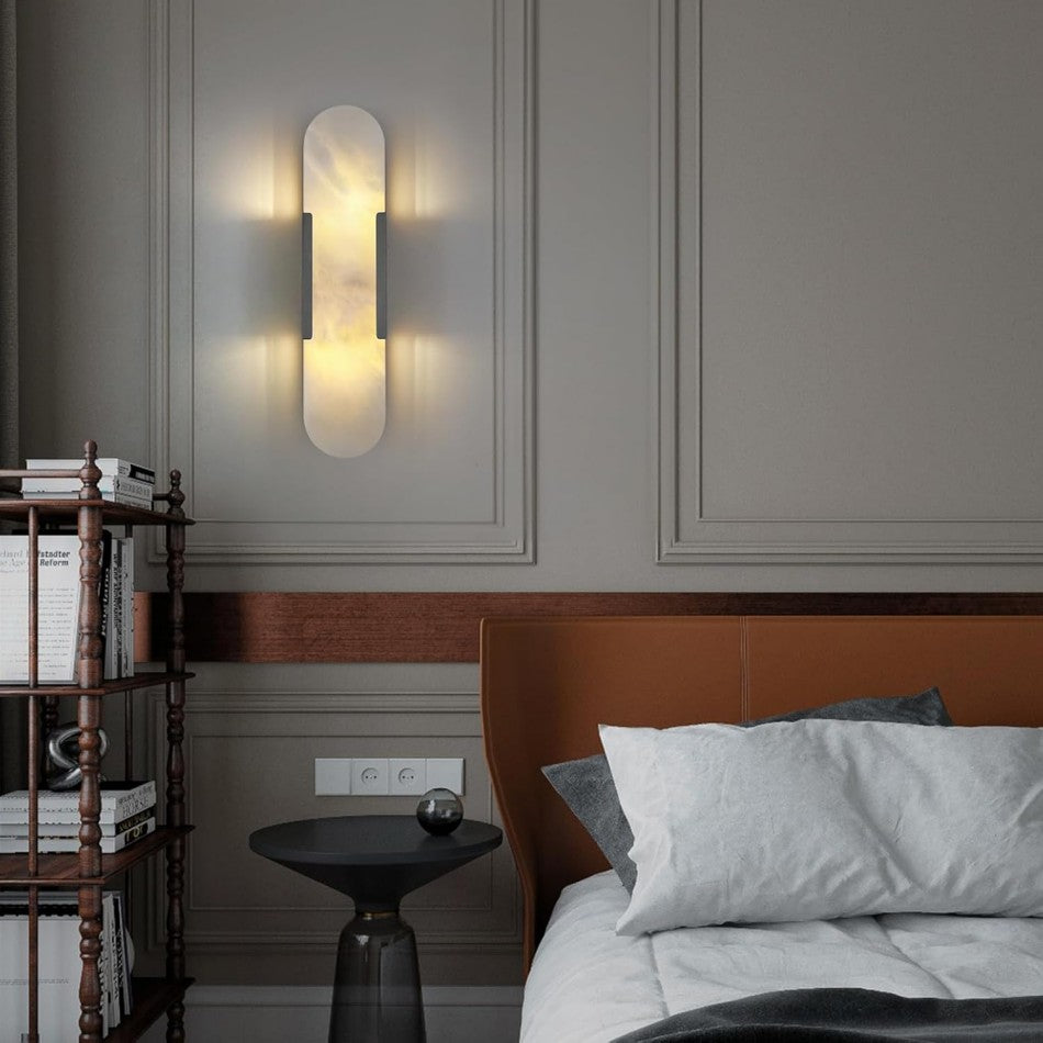 Alabaster Brass Wall Sconce