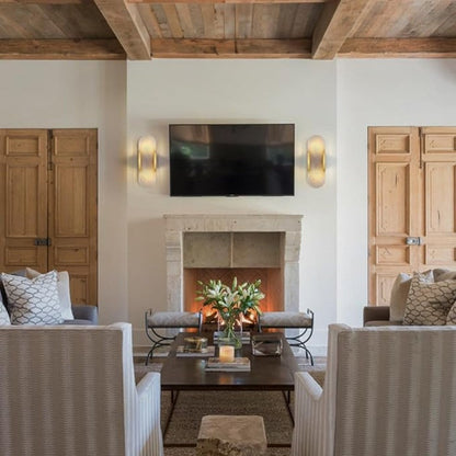 Alabaster Brass Wall Sconce