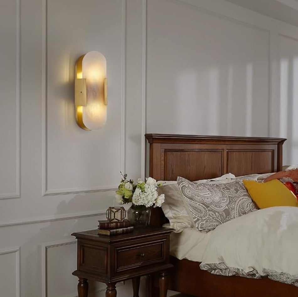 Alabaster Brass Wall Sconce