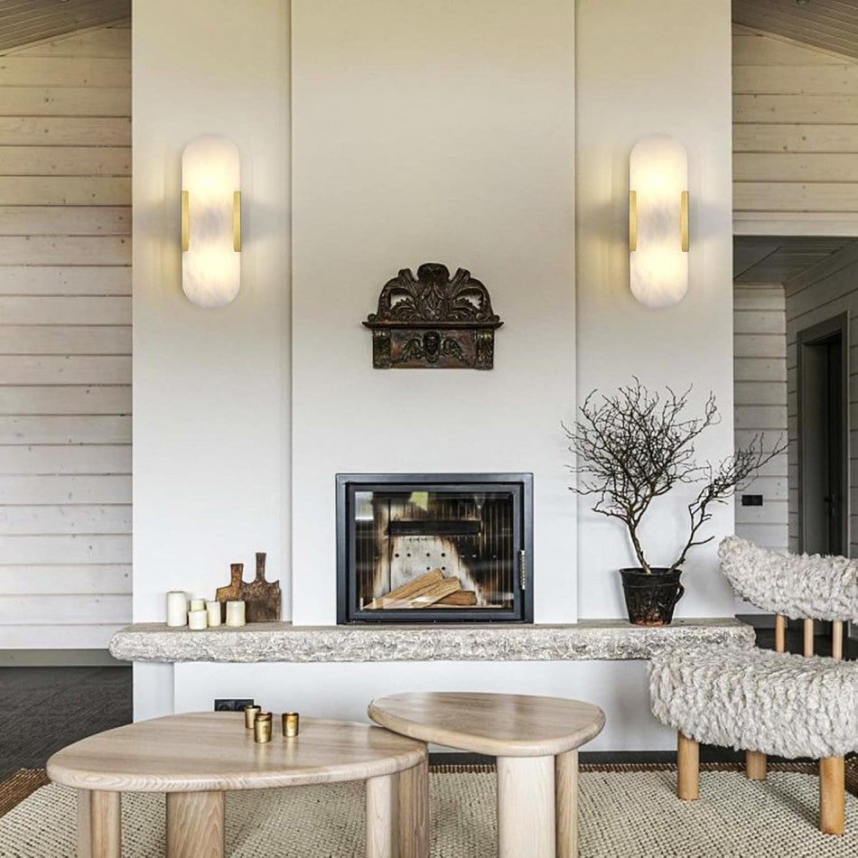 Alabaster Brass Wall Sconce