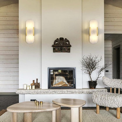 Alabaster Brass Wall Sconce