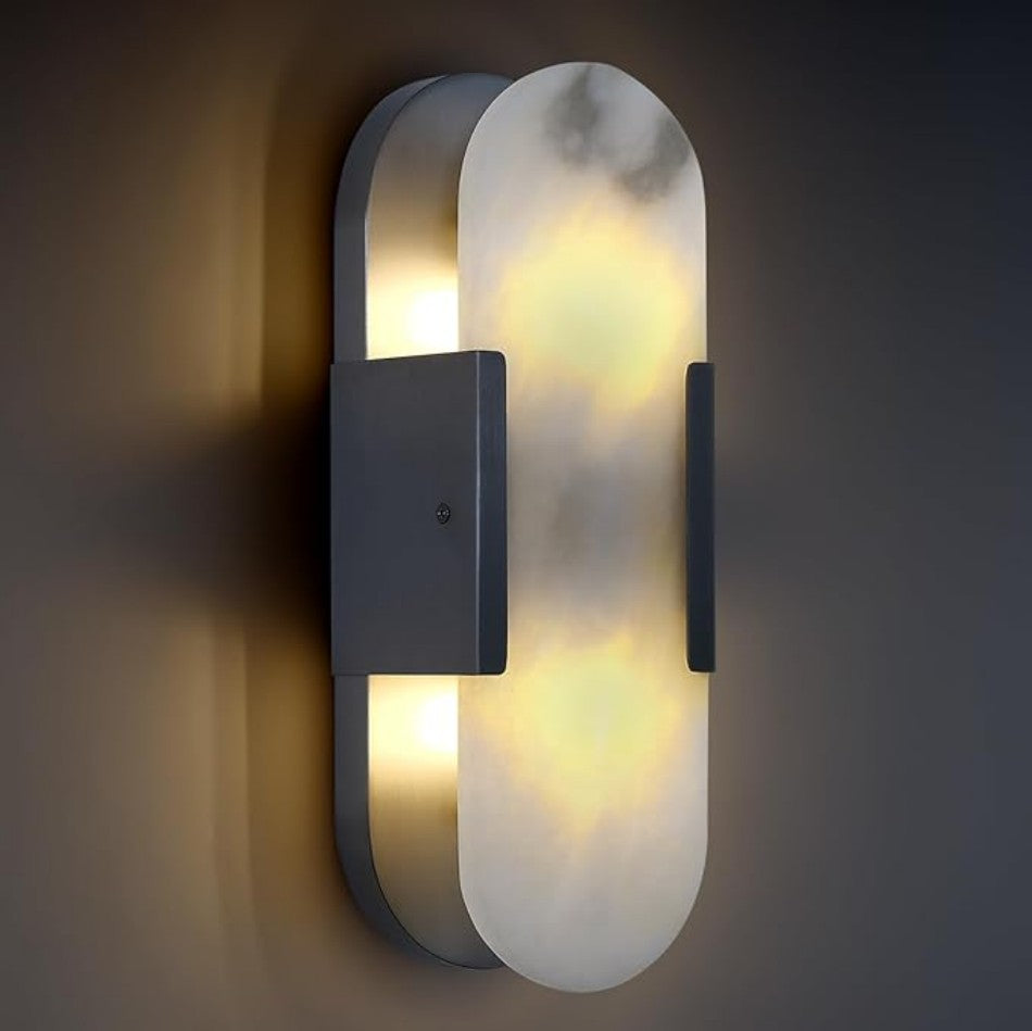 Alabaster Brass Wall Sconce