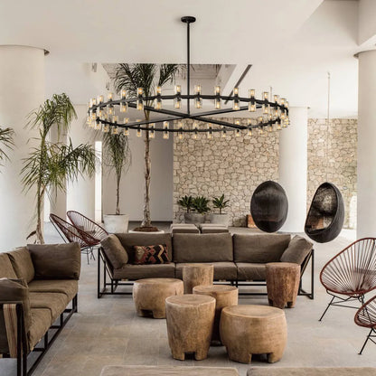 Arcachon Contemporary Industrial Crystal Glass Round LED Chandelier