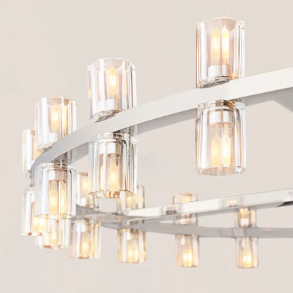 Arcachon Contemporary Industrial Crystal Glass Round LED Chandelier