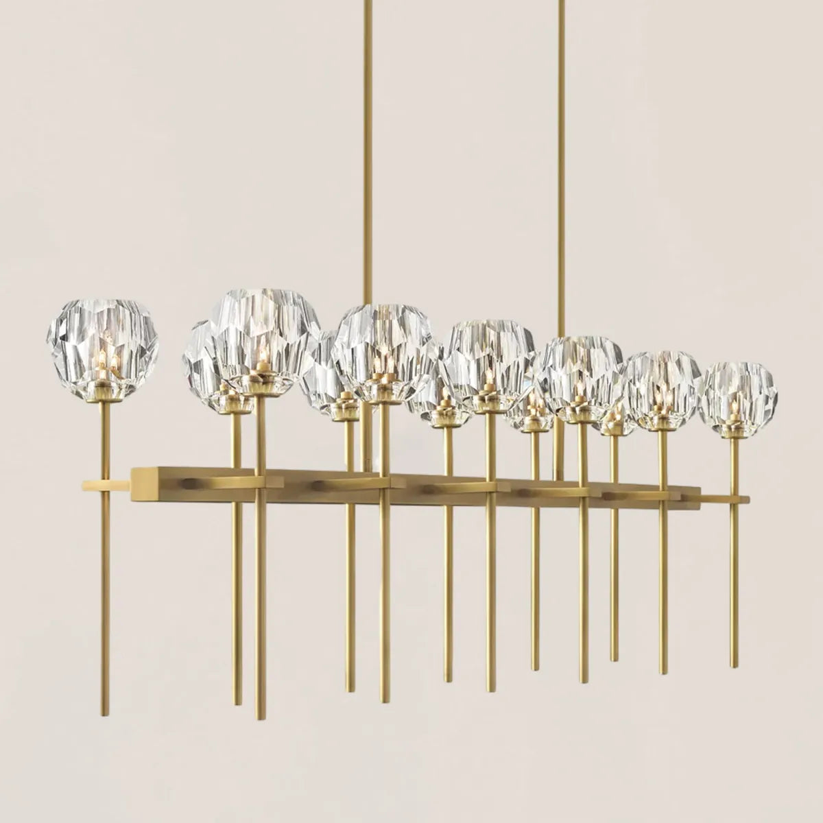 Boule De Crystal Clear Double Linear Chandelier 60"