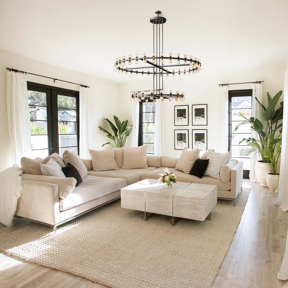 Arcachon Led Round Two-tier Chandelier 60"