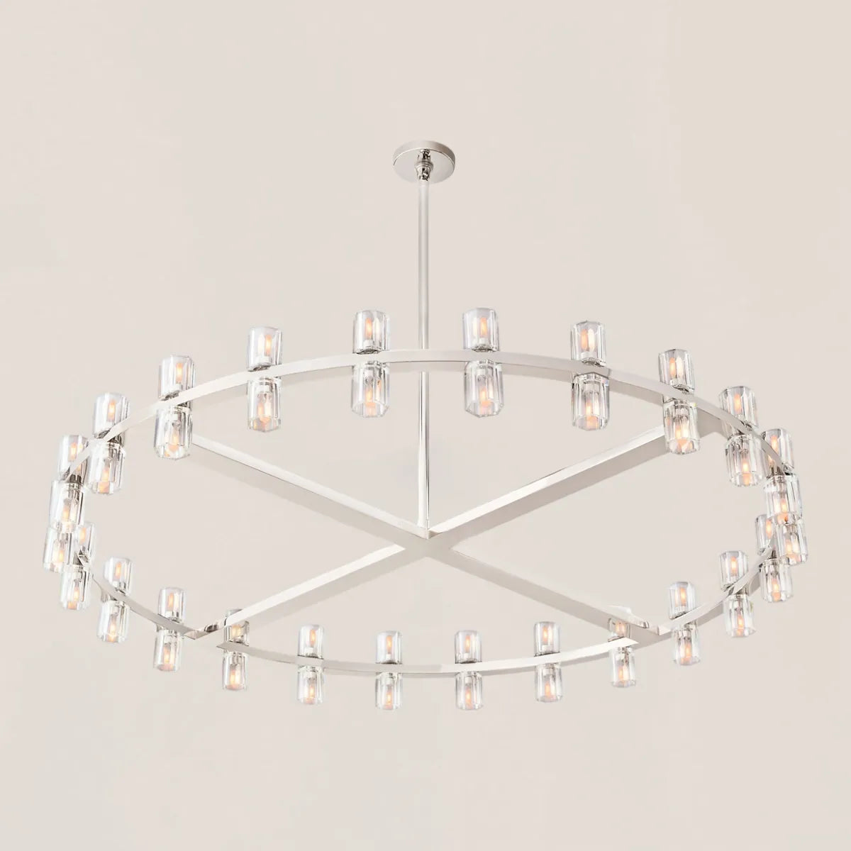 Arcachon Contemporary Industrial Crystal Glass Round LED Chandelier