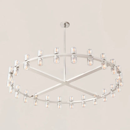 Arcachon Contemporary Industrial Crystal Glass Round LED Chandelier