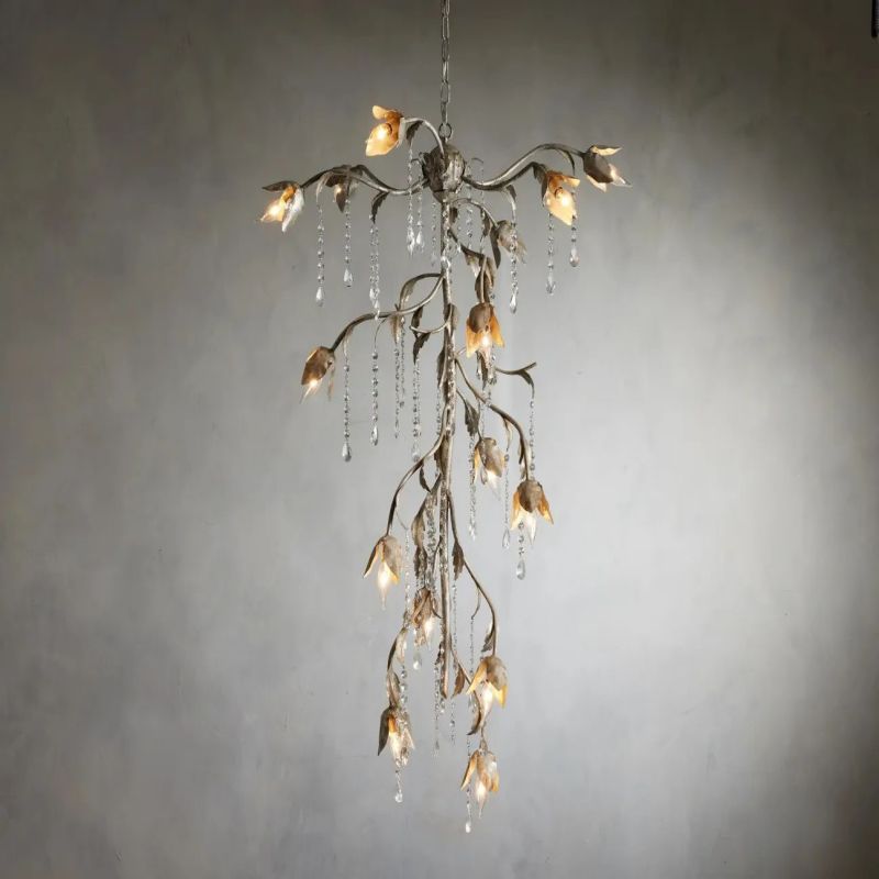 Gothic Viticci Silver Cascade Chandelier 34"H