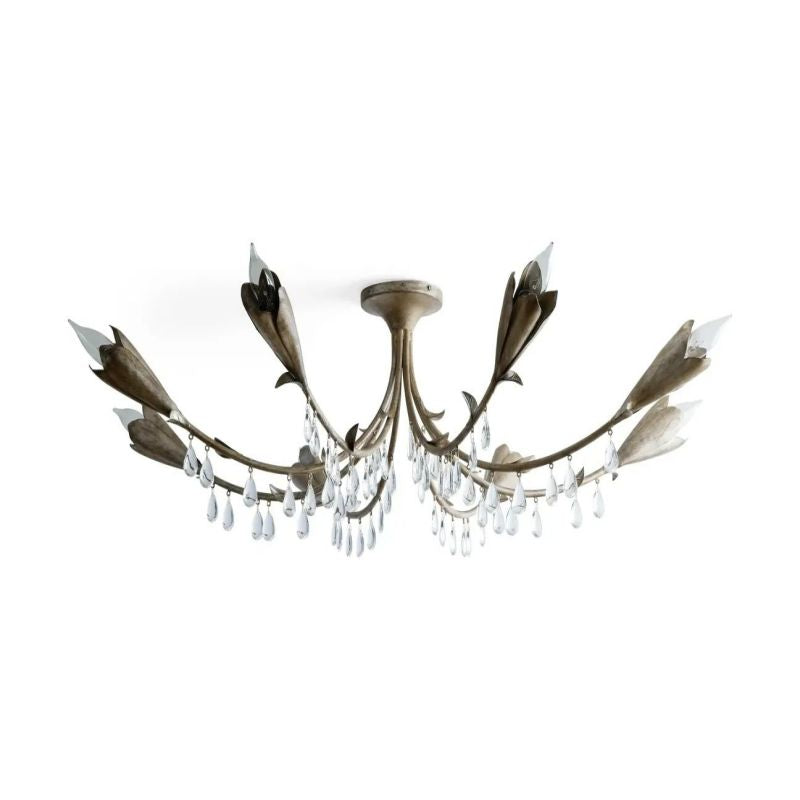 Gothic Viticci Leaf Silver Flushmount 8-Light