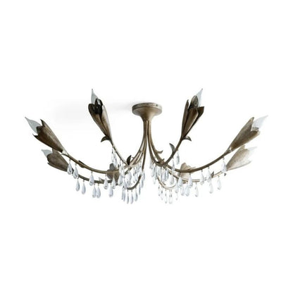 Gothic Viticci Leaf Silver Flushmount 8-Light