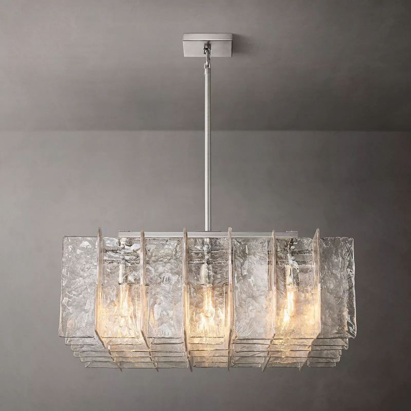 Lattice Clear Glass Square Chandelier 37"
