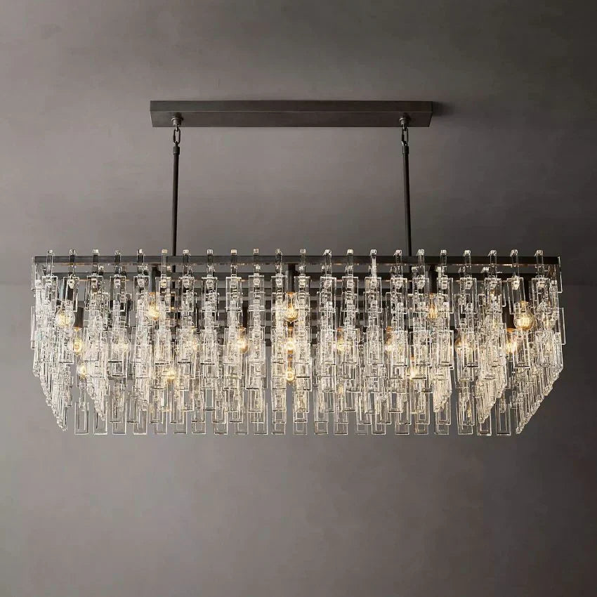 Marignan Tiered Crystal Rectangular Chandelier 60"