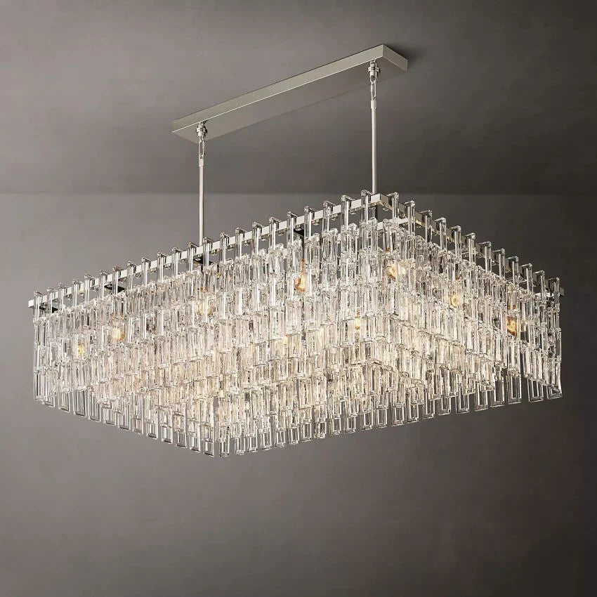 Marignan Tiered Crystal Rectangular Chandelier 60"