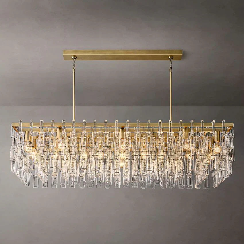 Marignan Tiered Crystal Rectangular Chandelier 60"