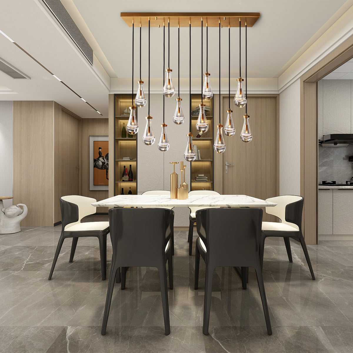 Rain Linear Modern Dining Room Chandelier Light