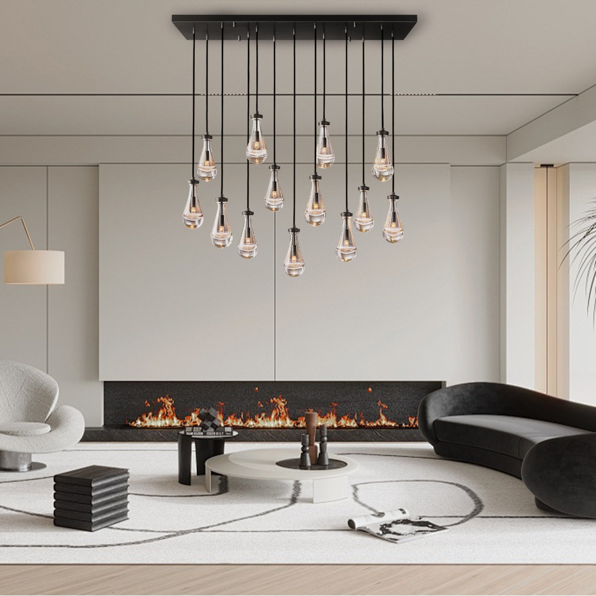 Rain Linear Modern Dining Room Chandelier Light