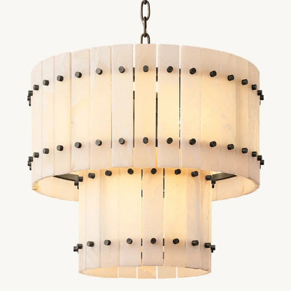 San Marco Alabaster Round Tiered Chandelier 22"