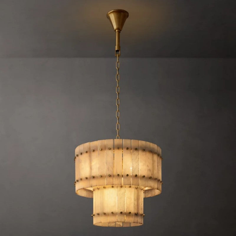 San Marco Alabaster Round Tiered Chandelier 22"