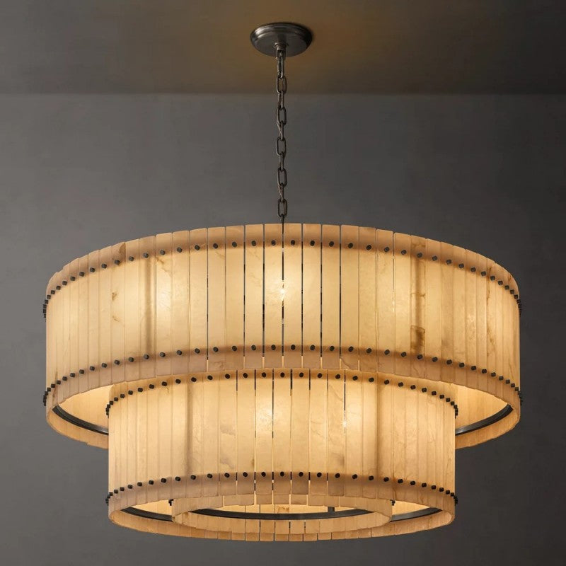 San Marco Alabaster Round Tiered Chandelier 60"