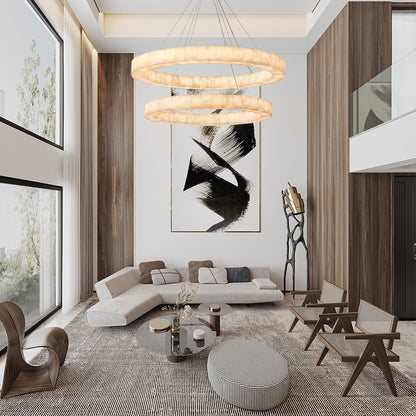 Rivage 2-tier Round Calcite Chandelier 60"