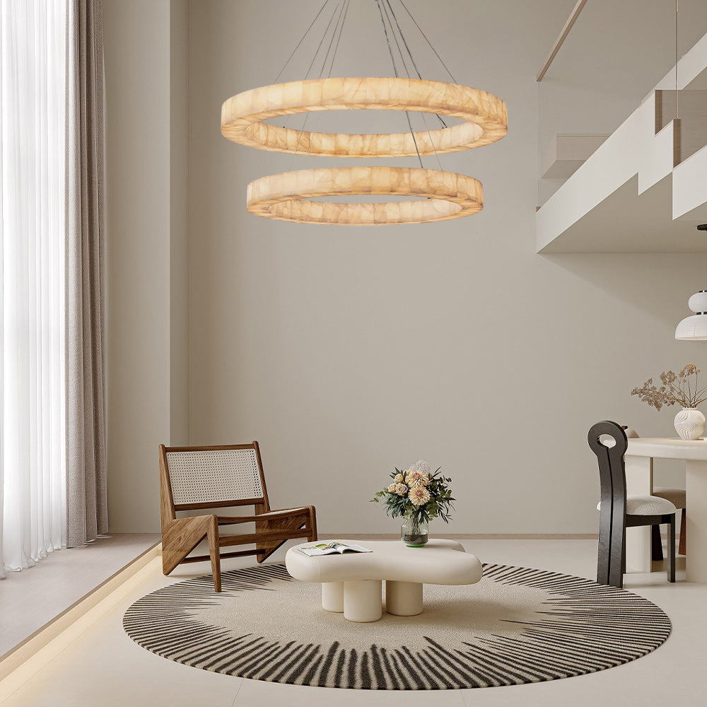 Rivage 2-tier Round Calcite Chandelier 60"