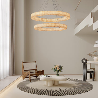 Rivage 2-tier Round Calcite Chandelier 60"