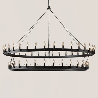 Industrial Rustic 2-Tier Round Candelabra Chandelier - Camino Style