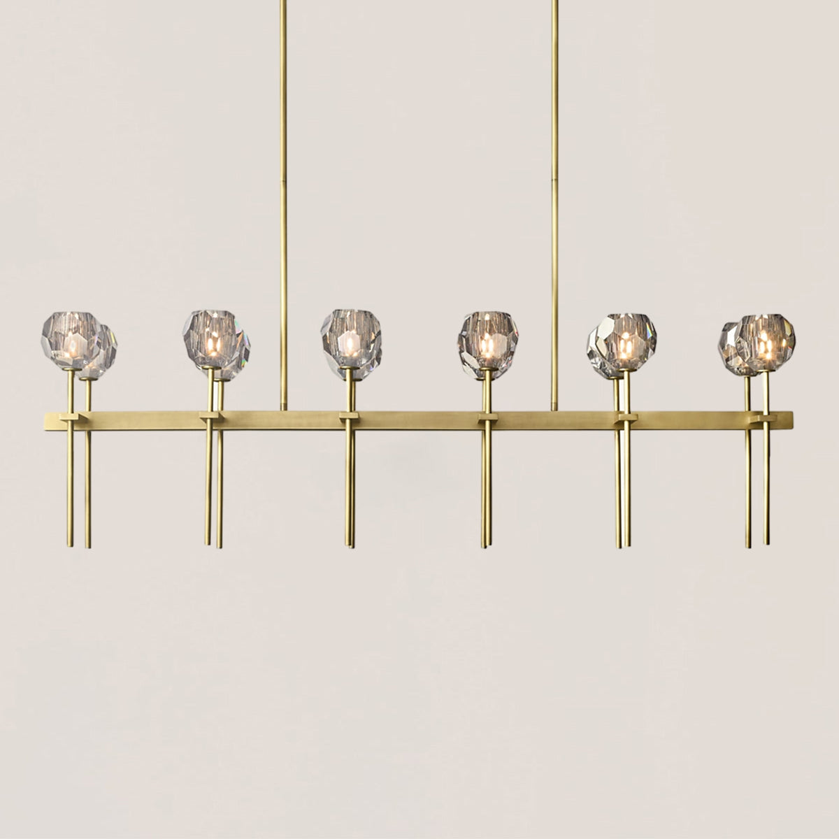 Boule De Crystal Smoke Double Linear Chandelier 60"