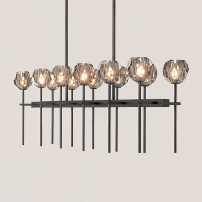Boule De Crystal Smoke Double Linear Chandelier 60"