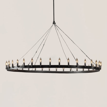 Industrial Rustic Vintage Candelabra Round Chandelier - Camino Style