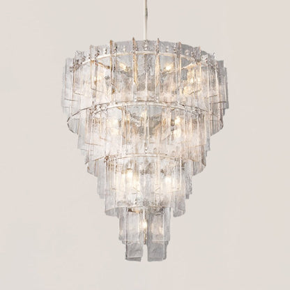 Lattice Glass Tiered Round Chandelier 47"