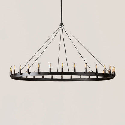 Industrial Rustic Vintage Filament Round Chandelier - Camino Style