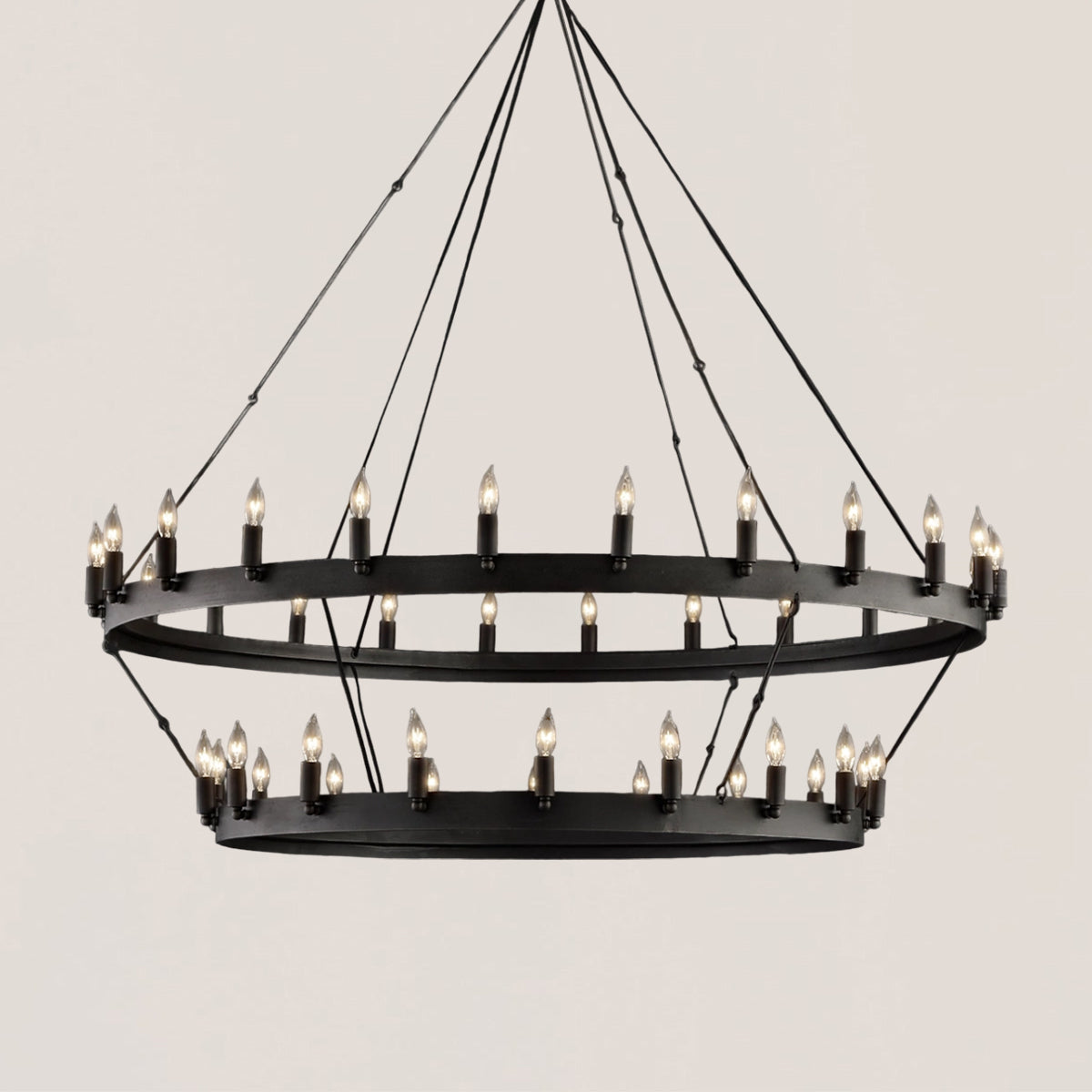 Industrial Rustic 2-Tier Round Candelabra Chandelier - Camino Style